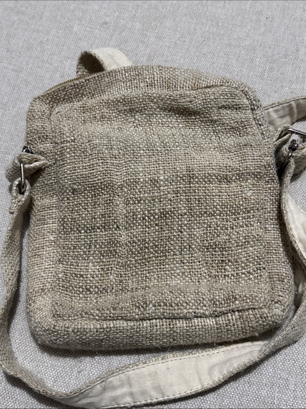 Ark Fair Trade's Hemp Crossbody Bag-Nepal Orig-Natural Color with Imperfections - Picture 7 of 16